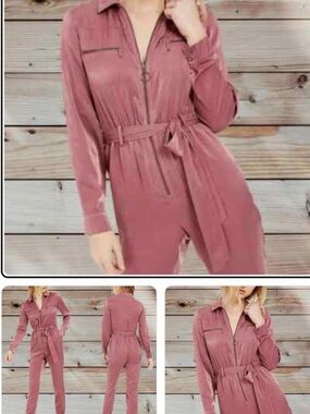 Bar III dusty rose satin Utility Jumpsuit